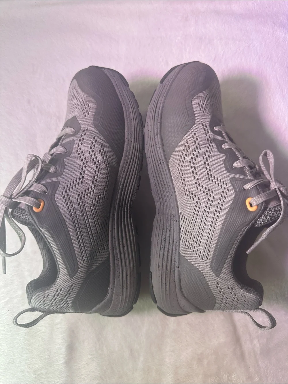 Keen Gray Mesh Athletic Sneaker with Orange Accent